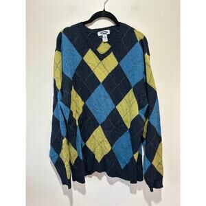 Old Navy mens wool argyle sweater size XXL blue grandpa classic